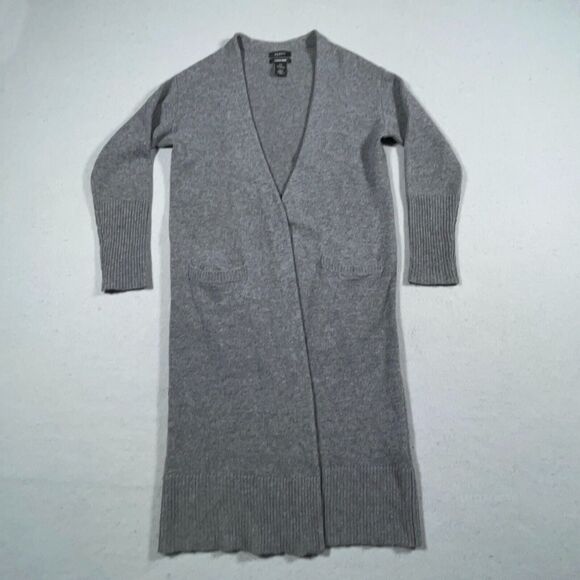Halogen Cashmere Blend Cardigan XXS Petite Long‎ Gray Sweater Open Front Winter - Picture 1 of 10